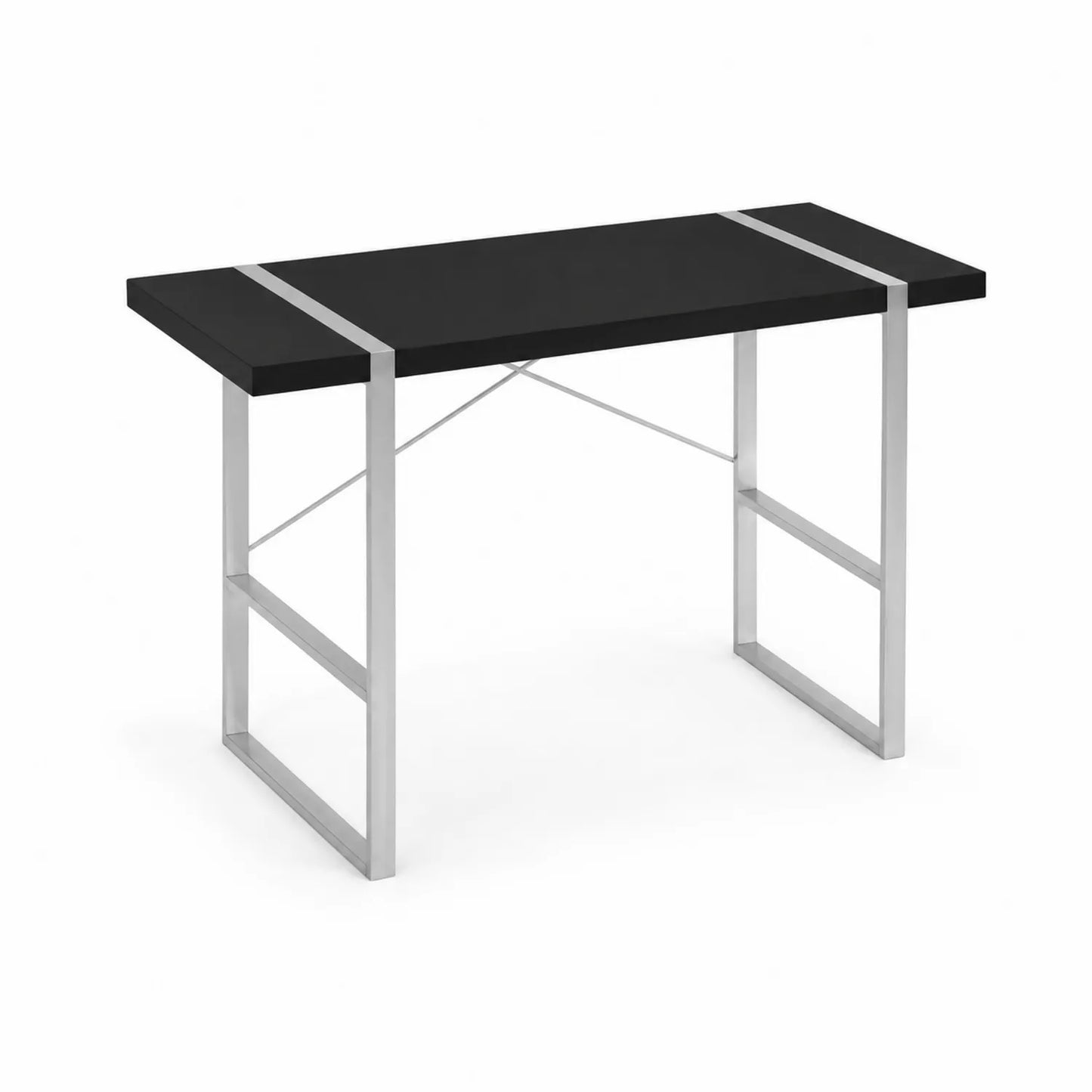 Bureau rectangulaire en bois noir et métal argenté 120 cm