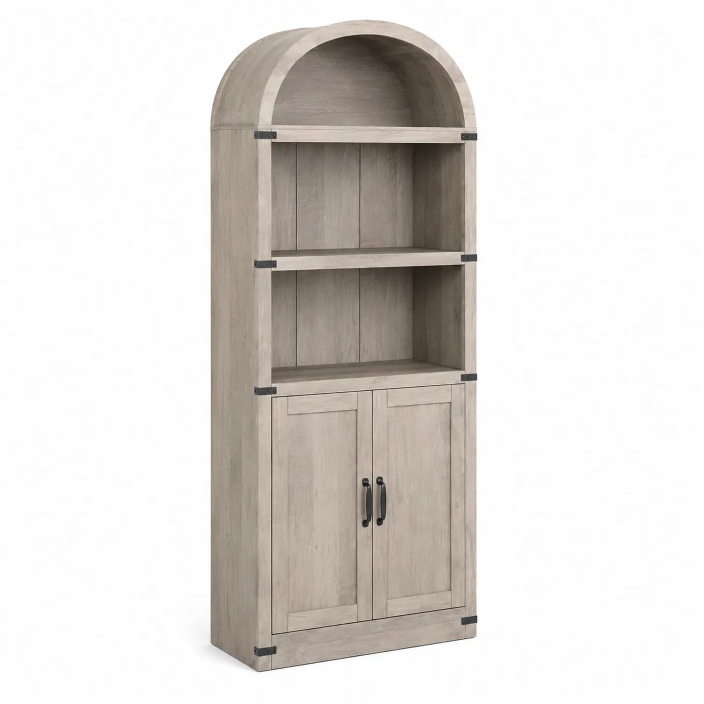 Bibliothèque en bois avec étagères et portes en Gris