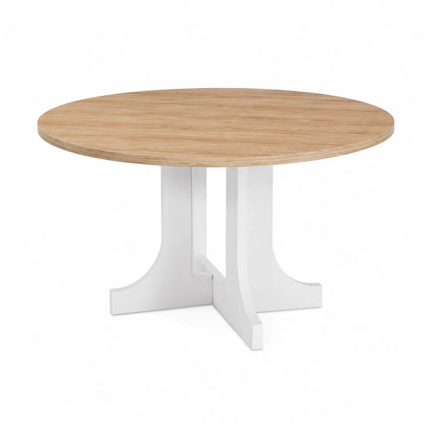 Table ronde bois et MDF blanc Ø120 cm