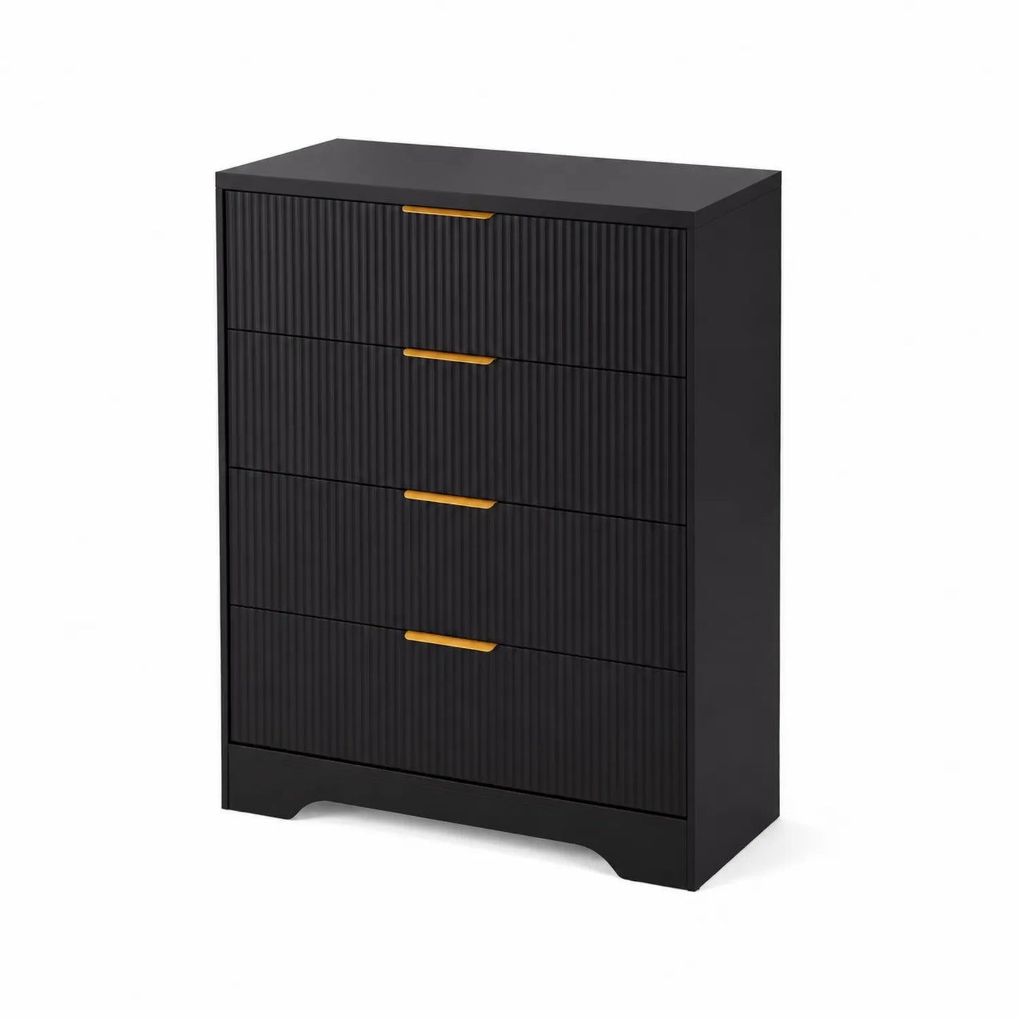 Commode en MDF Noir avec Poignées Dorées