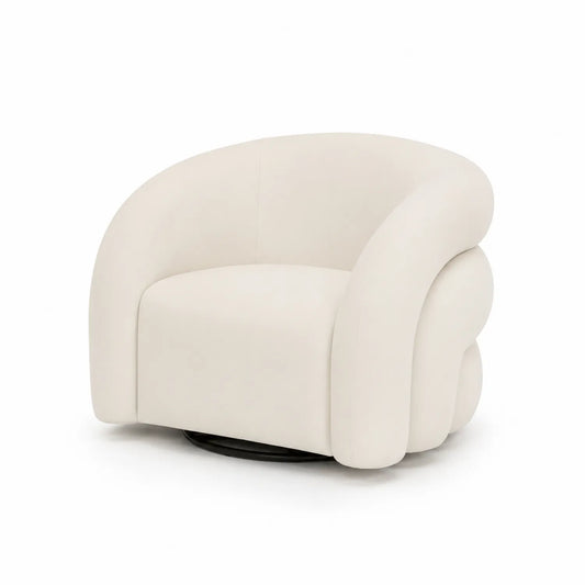Fauteuil pivotant en tissu crème