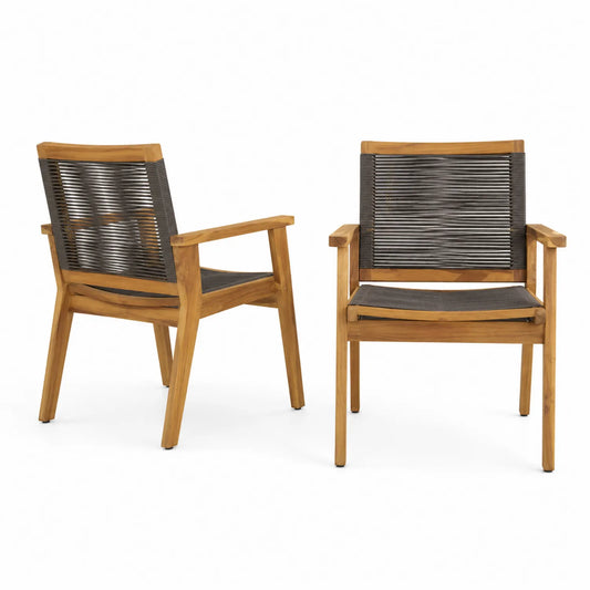 Lot de 2 chaises en bois et corde polypropylène