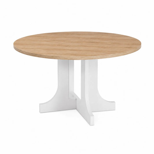 Table ronde bois et MDF blanc Ø120 cm