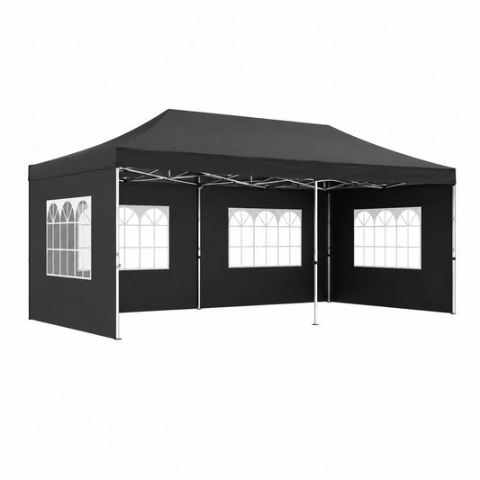 Tente pliante 3x6m en polyester avec murs noirs