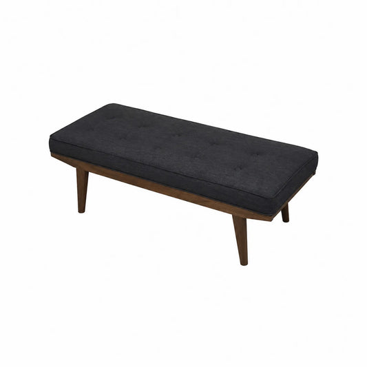 Banc rectangulaire avec structure en bois et tissu anthracite
