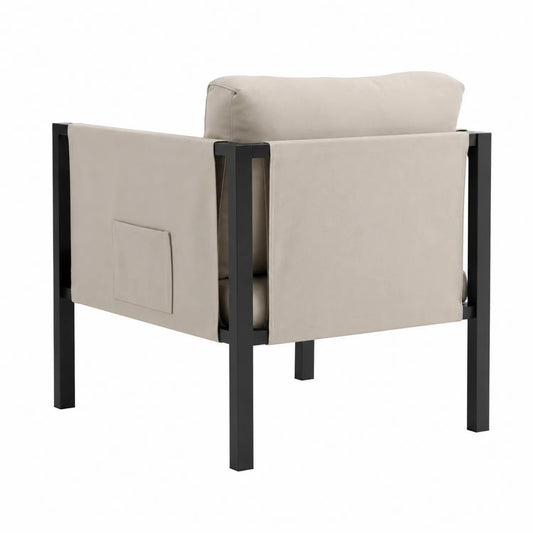 Fauteuil d'extérieur en aluminium avec coussins en polyester Beige