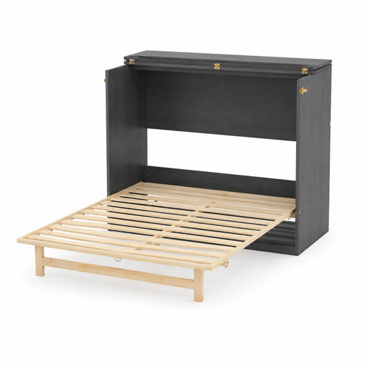 Lit escamotable en bois 100x200 cm Noir